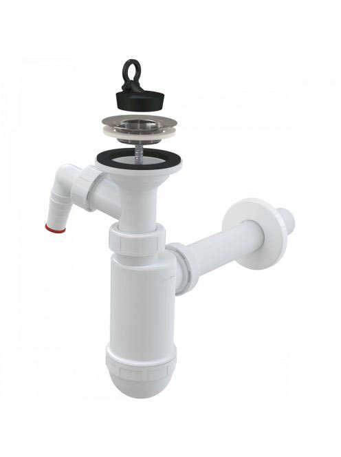 Alcaplast Mosdószifon DN32 rozsdamentes leeresztővel és csat