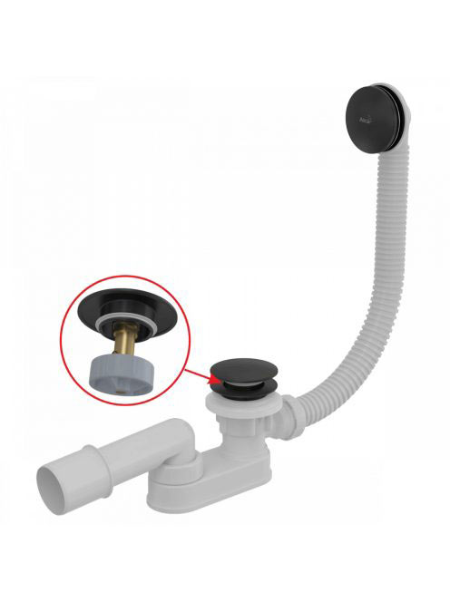 Alcaplast - CLICK/CLACK kádszifon készlet fekete-matt A507BL