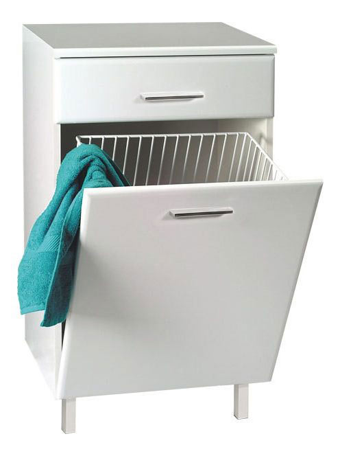 Aqualine ZOJA alsó szekrény szennyeskosárral, fehér, 51310 -