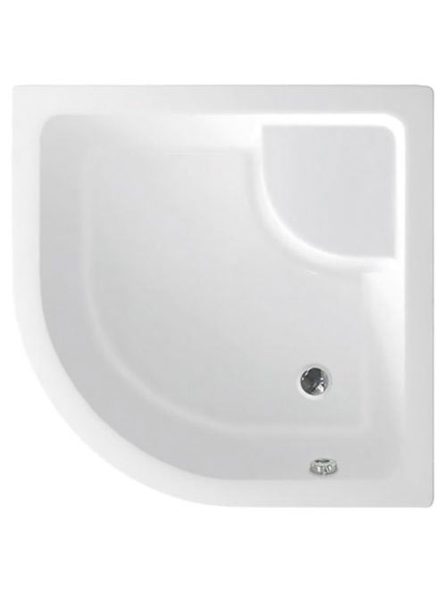Aqualine mély íves zuhanytálca túlfolyóval 90x90x28 cm, fehé