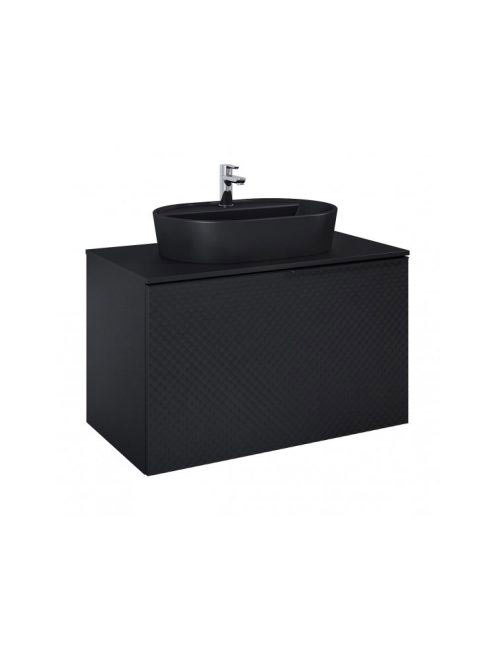 Arezzo design Malibu matt fekete alsószekrény 1+1 fiók, 90 c