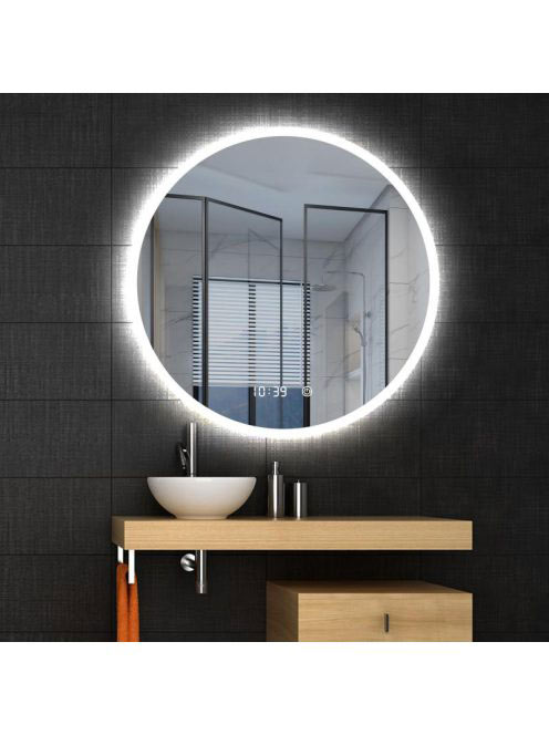 Arezzo design LED okos tükör 100 cm beépített óraval és hőmé