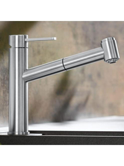 Blanco Ambis-S kihúzható fejes mosogató csaptelep, fényes ro