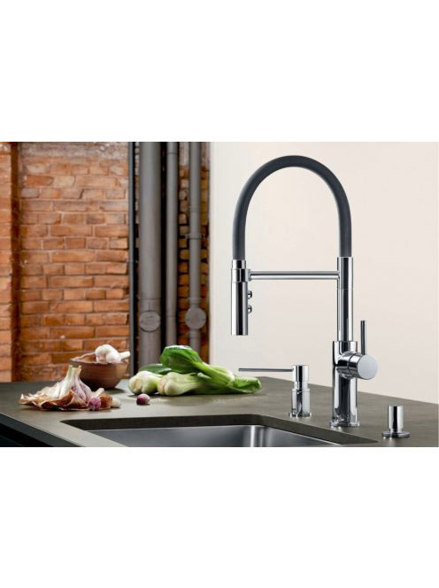 Blanco CATRIS-S Flexo egykaros mosogató csaptelep, króm/feke