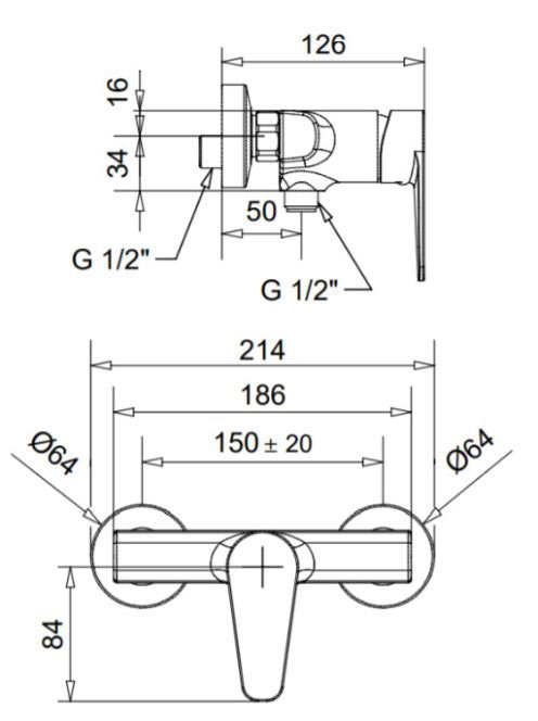 Bugnatese Century zuhanycsaptelep, króm 3638CR - Fürdőszoba