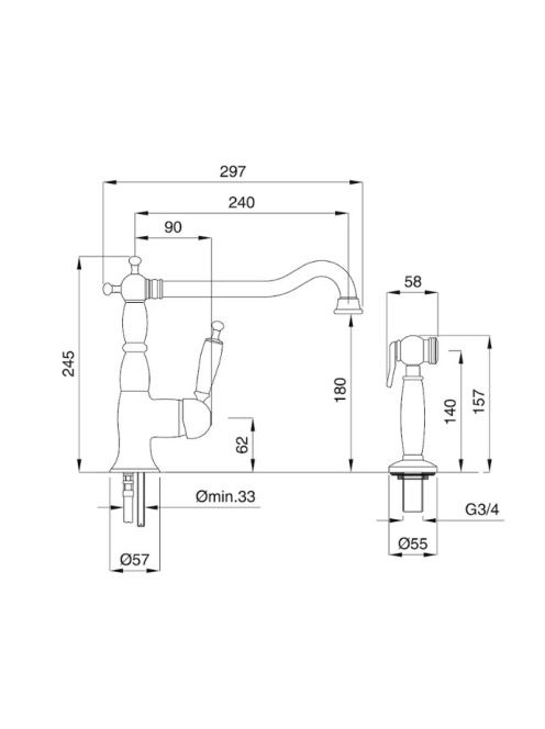 Bugnatese Oxford mosogató csaptelep, króm 6384CR - Konyha -