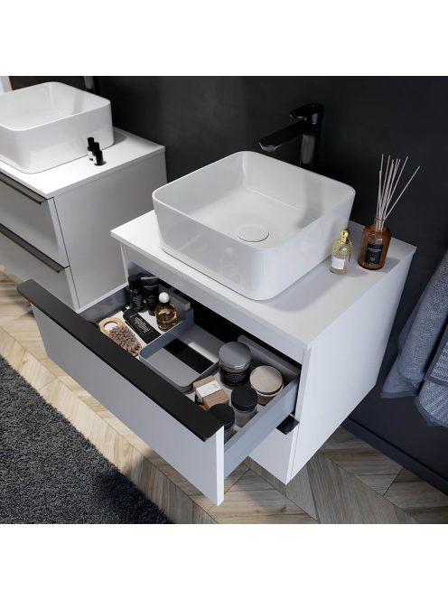 Cersanit Virgo 60 fényes fehér alsószekrény, fekete fogantyú