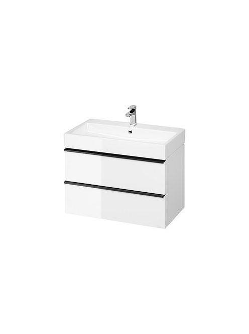 Cersanit Virgo 80 fényes fehér mosdószekrény mosdóhoz, feket