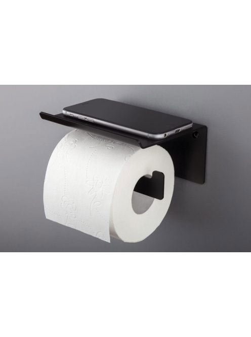 Deante Mokko WC-papír tartó polccal, fekete ADM N221 - Fürdő