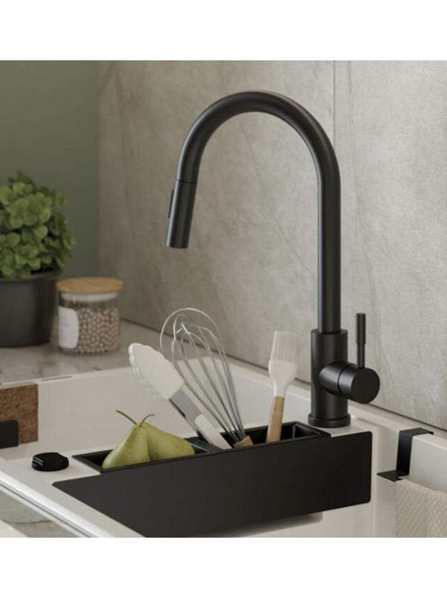 Deante Lima konyhai csap kihúzható kifolyóval, fekete BBM_N7