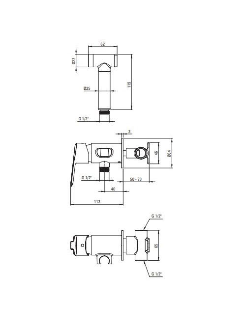 Deante Arnika falsík alatti bidé csaptelep, bidé típusú kézi