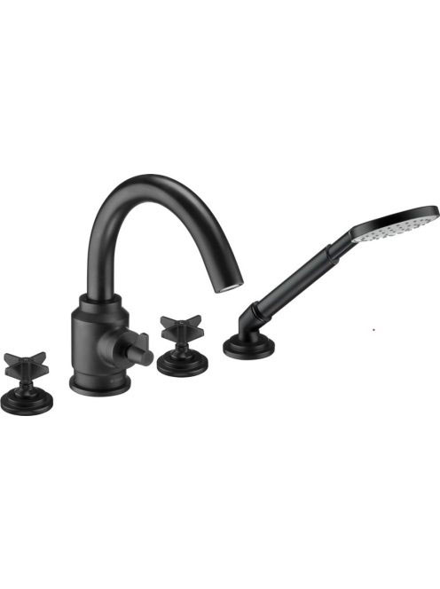 Deante Temisto 4-lyukú kádtöltő csaptelep zuhanyszettel, fek