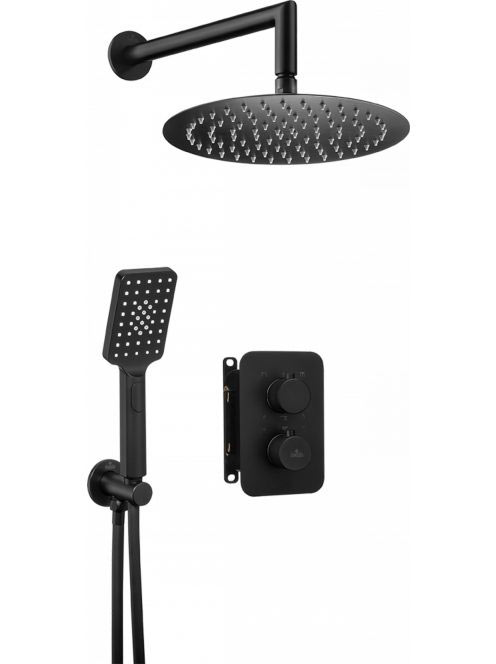 Deante Box Nero kerek, termosztátos készlet, falsík alatti e