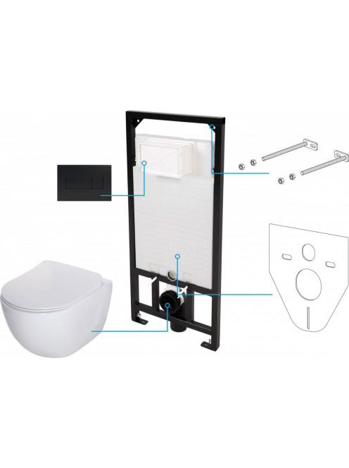 Deante Peonia Zero 6 az 1-ben WC csésze, rejtett szerelvénny