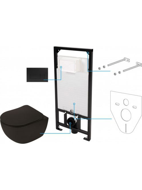 Deante Peonia Zero 6 az 1-ben WC csésze, rejtett szerelvénny