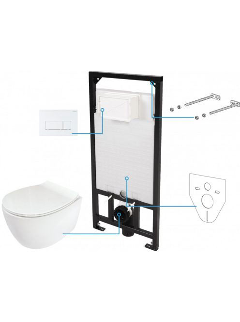 Deante Silia 6 az 1-ben WC csésze, rejtett szerelvénnyel, fe