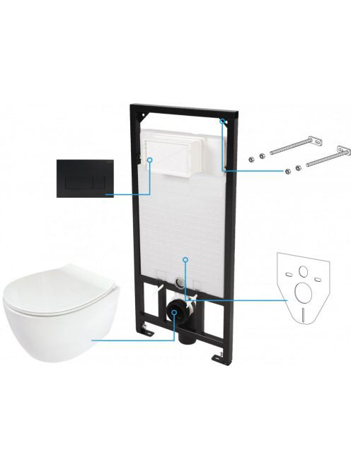 Deante Silia 6 az 1-ben fali WC csésze, rejtett szerelvénnye