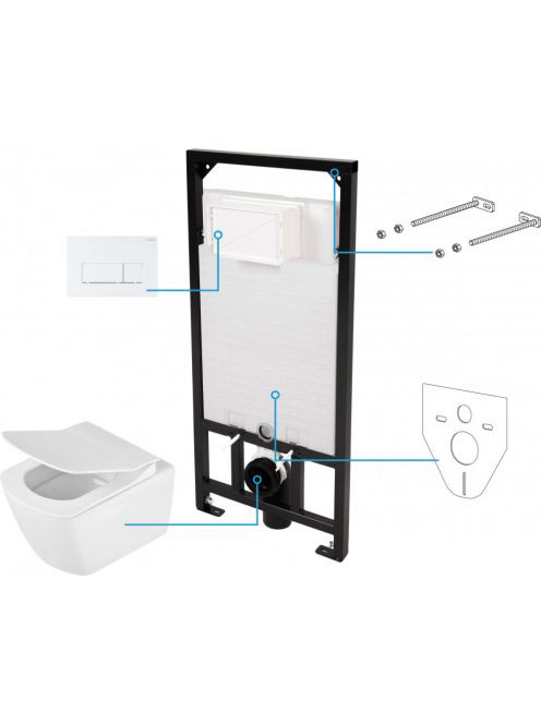 Deante Anemon 6 az 1 ben fehér perem nélküli WC, rejtett sze