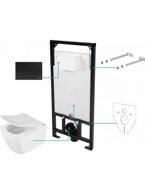 Deante Anemon 6 az 1 ben fehér perem nélküli WC, rejtett sze