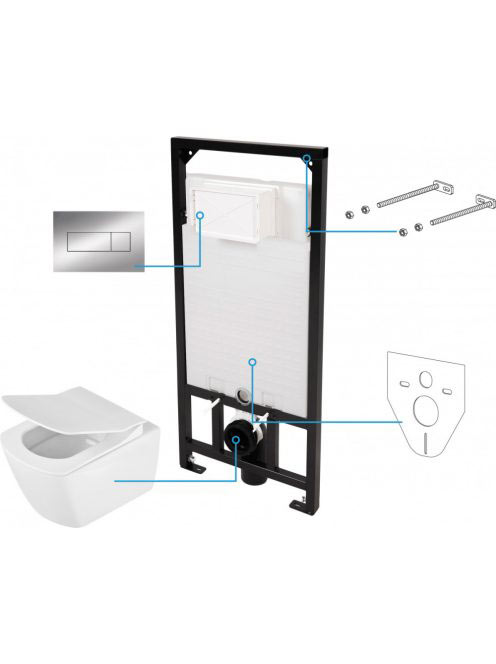 Deante Anemon 6 az 1 ben fehér falra függesztett WC csésze r