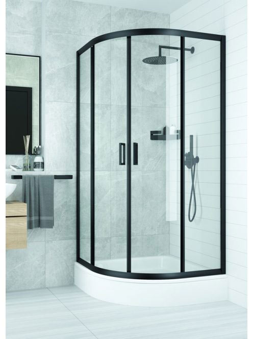 Deante Funkia Nero felköríves zuhanykabin 80x80, fekete KYP