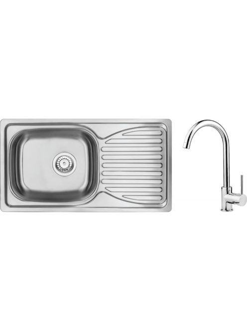 Deante Doppio 1 medencés acél mosogató 78x43 cm csepegtetőve