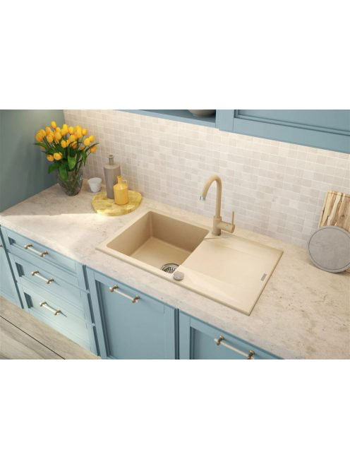 Deante Evora 1 medencés szögletes gránit mosogató csepegtető