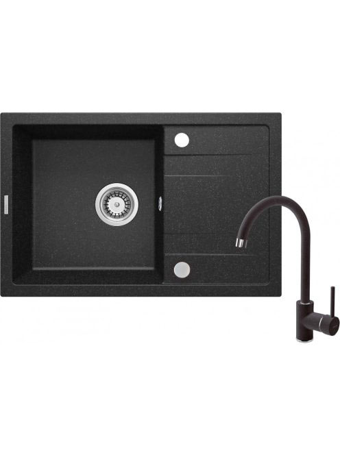 Deante Corio 1 tálcás gránit mosogató csapteleppel, lefolyóv