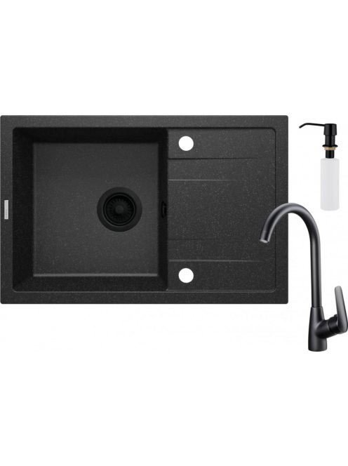 Deante Corio gránit grafit mosogatótálca 67x44 cm, csaptelep