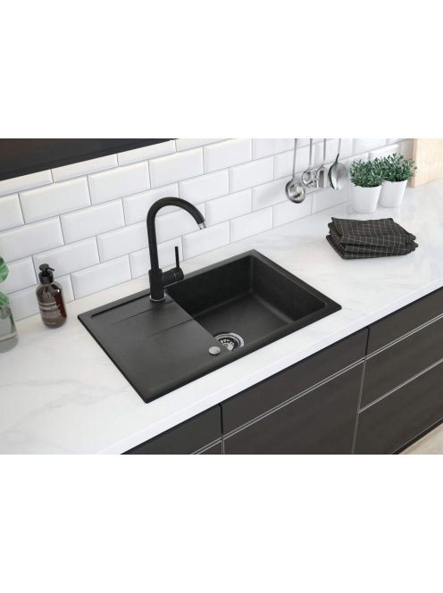 Deante Leda 1 tálcás gránit mosogató csapteleppel, lefolyóva
