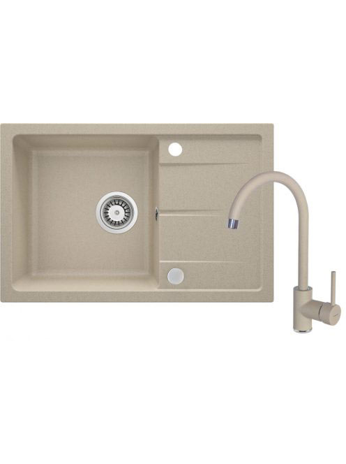 Deante Leda 1 tálcás gránit mosogató csapteleppel, lefolyóva