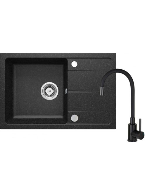Deante Leda 1 tálcás gránit mosogató csapteleppel, rugalmas