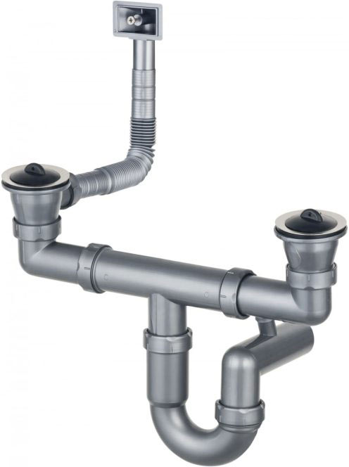 Deante szifon kétmedencés acél mosogatókhoz túlfolyóval, kró