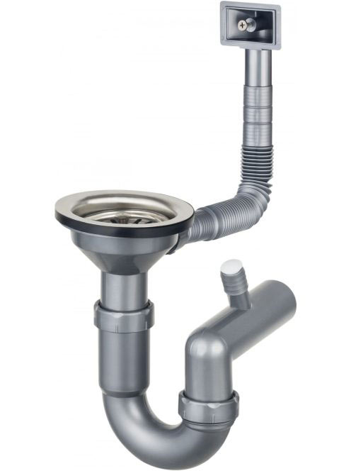 Deante szifon egymedencés acél mosogatókhoz túlfolyóval, kró