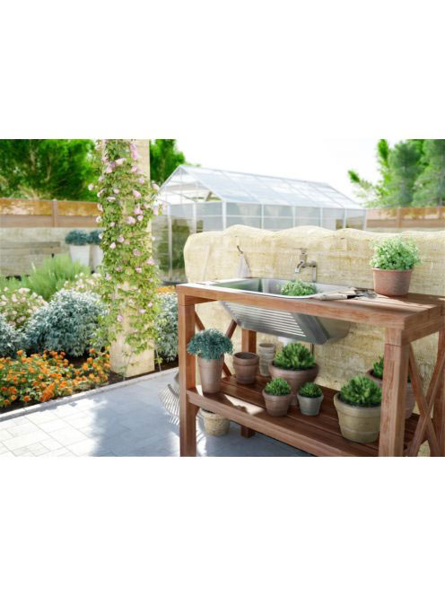 Deante egymedencés acél fali kiöntő 53,3x44,3 cm, ipari felh