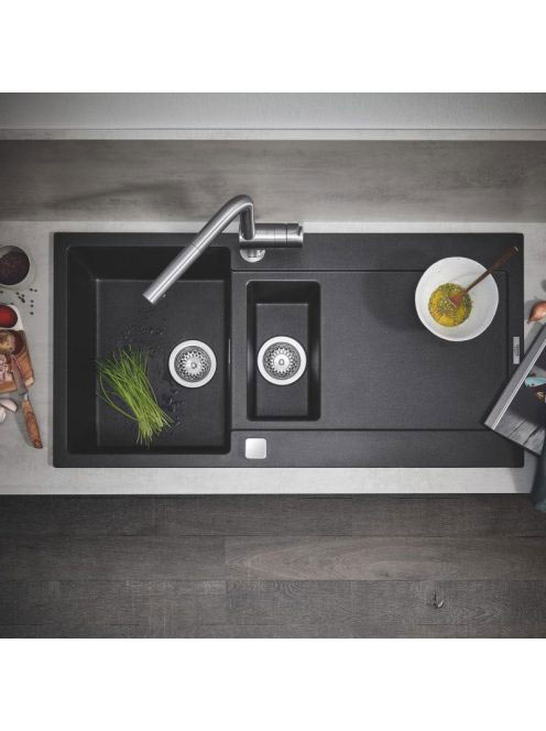 Grohe K500 Felülről beépíthető kompozit mosogatótálca csepeg