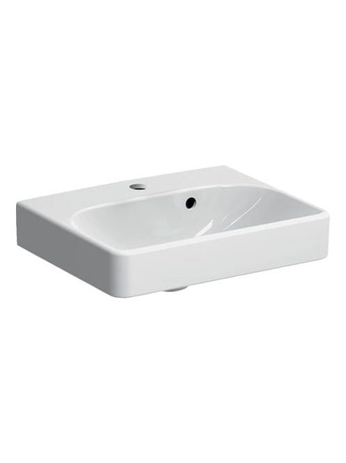 Geberit Smyle Square kézmosó 45x36 cm, aszimmetrikus túlfoly