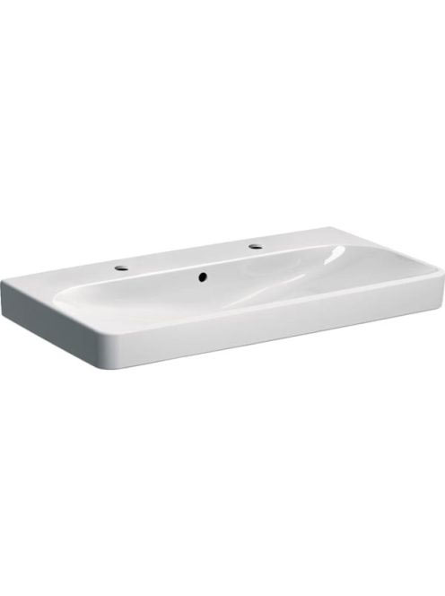 Geberit Smyle Square mosdó 90x48 cm, 2 csapfurattal és túlfo