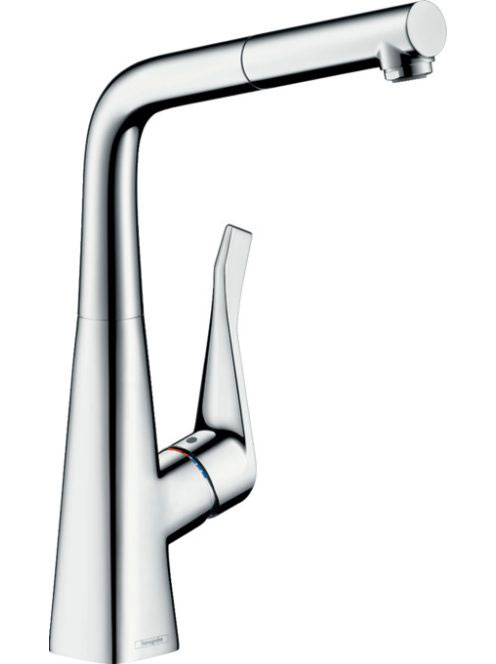 Hansgrohe Metris M71 konyhai csaptelep 320 EcoSmart, kihúzható zuhanyfejjel króm 14781000
