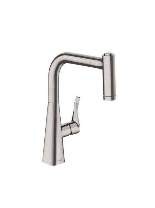 Hansgrohe Metris M71 rozsdamentes acél hatású konyhai csaptelep 220, kihúzható kifolyóval 14834800