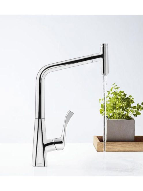 Hansgrohe Metris Select króm konyhai csaptelep, kihúzható kifolyóval 14884000