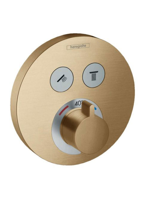 Hansgrohe ShowerSelect S termosztátos csaptelep 2 fogyasztóhoz, szálcsiszolt bronz 15743140