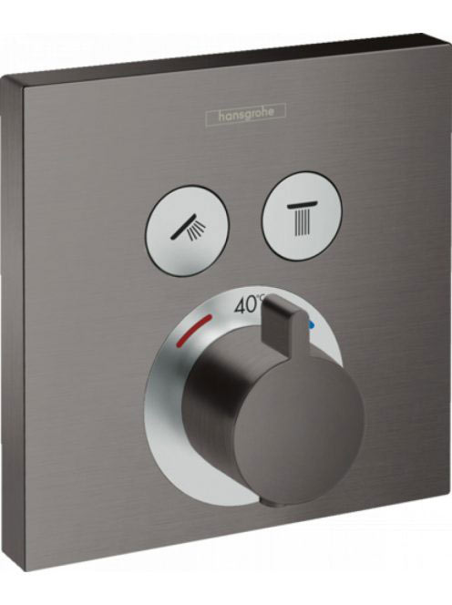 Hansgrohe ShowerSelect 2 fogyasztós szálcsiszolt fekete/króm termosztát falsík alatti szereléshez 15763340
