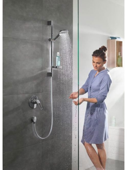 Hansgrohe Crometta zuhanyszett Vario 65 cm-es zuhanyrúddal és szappantartóval, króm/fehér 26553400