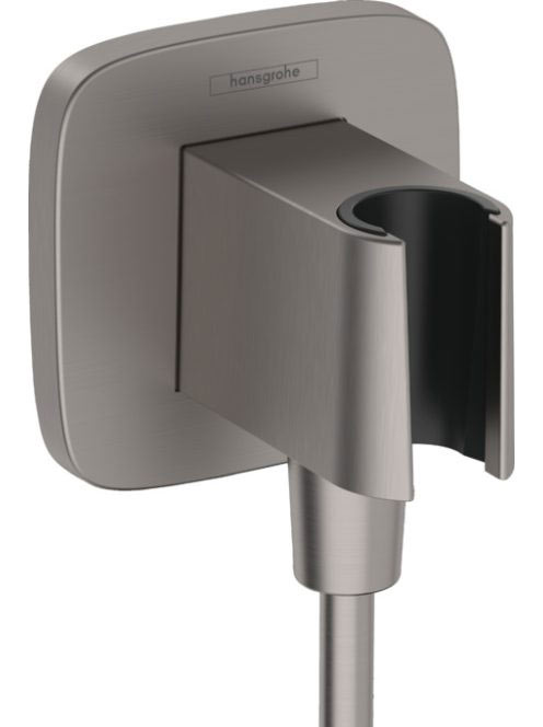 Hansgrohe FixFit Q zuhanytartó fali csatlakozóval, szálcsiszolt fekete króm 26887340