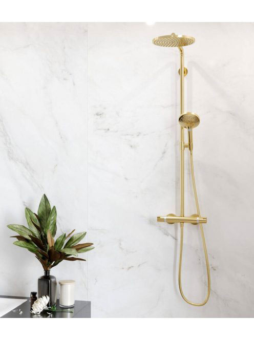 Hansgrohe Raindance Select S polírozott arany hatású zuhanyrendszer 240 1jet PowderRain termosztáttal 27633990