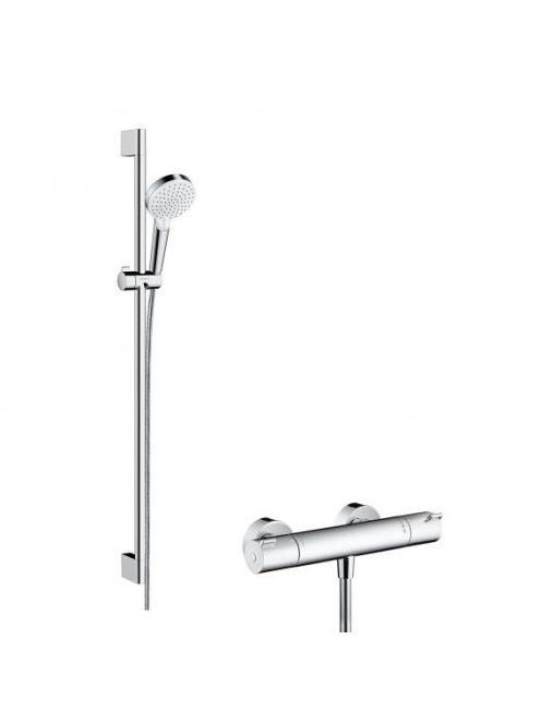 Hansgrohe Crometta zuhanyrendszer Vario 90 cm zuhanyrúddal és termosztáttal, króm/fehér 27813400