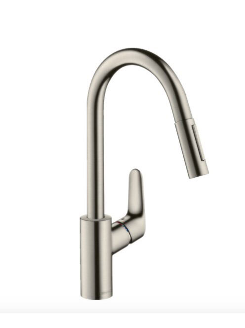 Hansgrohe Focus M41 mosogató csaptelep kihúzható kifolyóval, rozsdamentes acél hatású 31815800