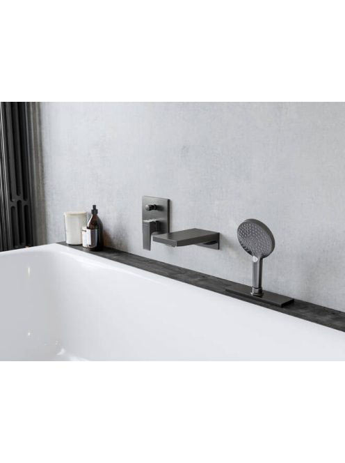 Hansgrohe Metropol szálcsiszolt fekete/króm falsík alatti kádcsaptelep 32545340