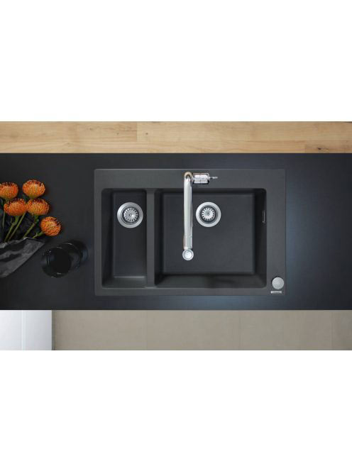 Hansgrohe S51 S510-F635 beépített mosogató 180/450 két medencével grafit fekete 43315170